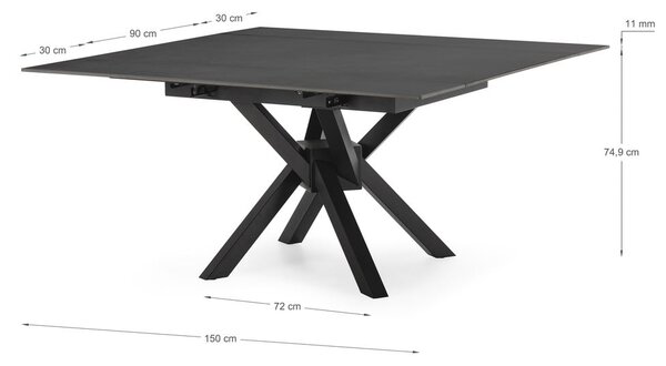 Rozkladací jedálenský stôl s prídavnou doskou s doskou z kameňa 90x150 cm Arlene – Marckeric