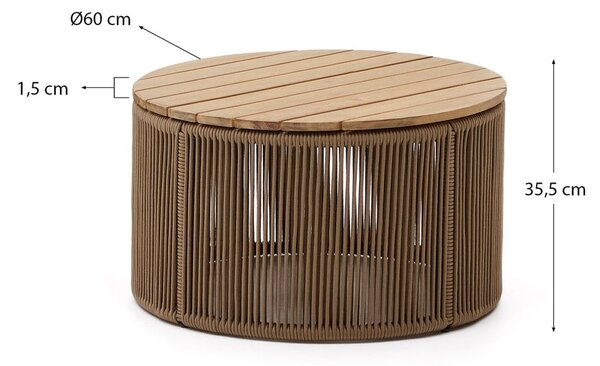 Okrúhly záhradný odkladací stolík s doskou z akácie ø 60 cm Dandara – Kave Home