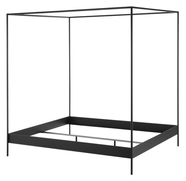 Čierna oceľová dvojlôžková posteľ bez čela/s nebesami s roštom 140x200 cm Eton – noo.ma