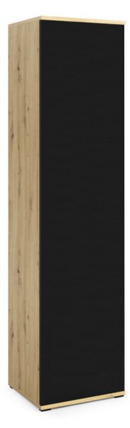 Šatníková skriňa AVA 45 bez zrkadla, 45x185x40, dub artisan/čierna