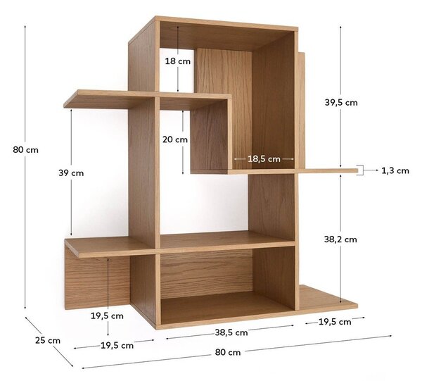 Modulárny policový systém v dekore duba v prírodnej farbe 80x80x25 cm Ina – Kave Home