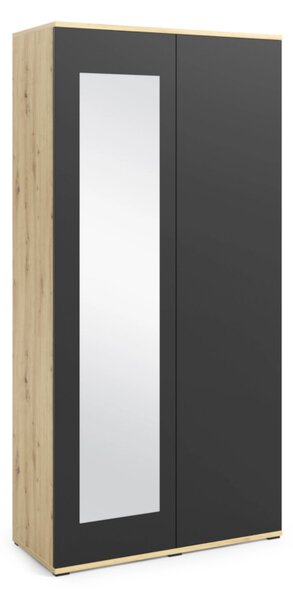 Skriňa AMELI 90 so zrkadlom, 90x185x40, dub artisan/čierna