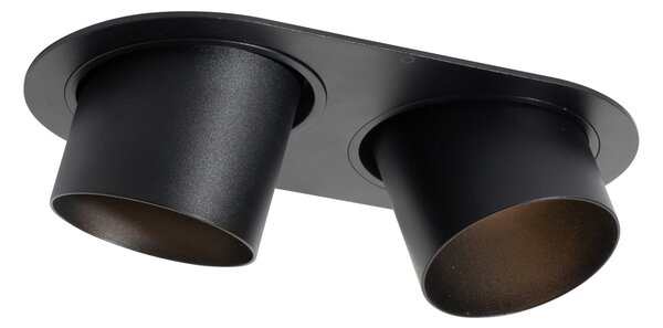 Okrúhle zapustené bodové svetlo čierne GU10 70 mm výkyvné 2-svetlo - Installa