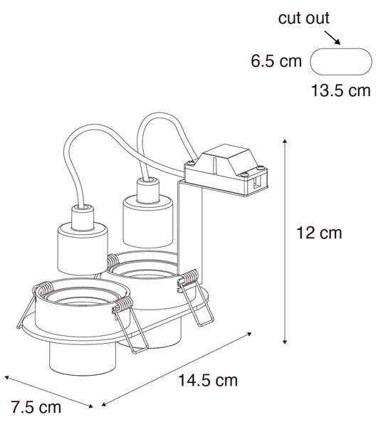 Okrúhle zapustené bodové svetlo tmavosivé GU10 35 mm sklopné 2-svetlo - Installa