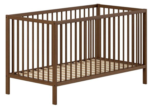 Hnedá postieľka z bukového dreva s odnímateľným bokom/s nastaviteľnou výškou 70x140 cm Dino – Vipack
