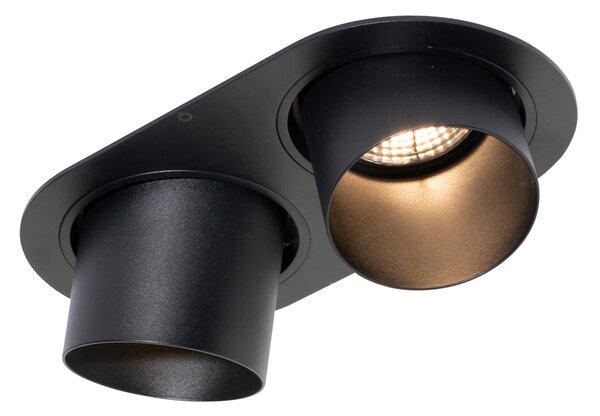 Okrúhle zapustené bodové svetlo čierne GU10 70 mm výkyvné 2-svetlo - Installa