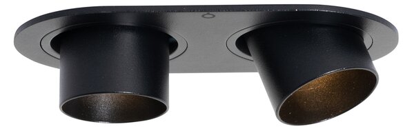 Okrúhle zapustené bodové svetlo čierne GU10 35 mm výkyvné 2-svetlo - Installa