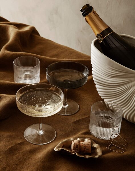 Ferm Living Poháre Ripple Low set 4ks, clear