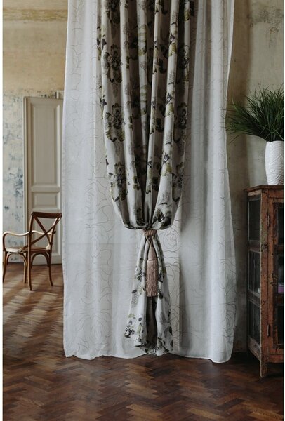 Bielo-sivá záclona 140x245 cm Amanda – Mendola Fabrics