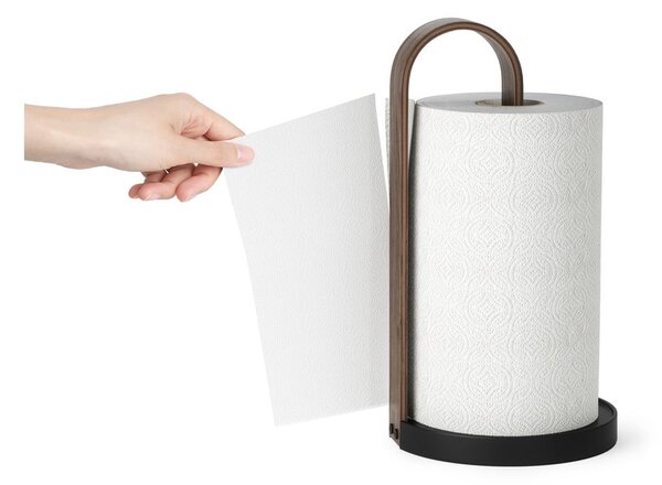 Čierny drevený stojan na papierové utierky ø 17 cm Bellwood – Umbra