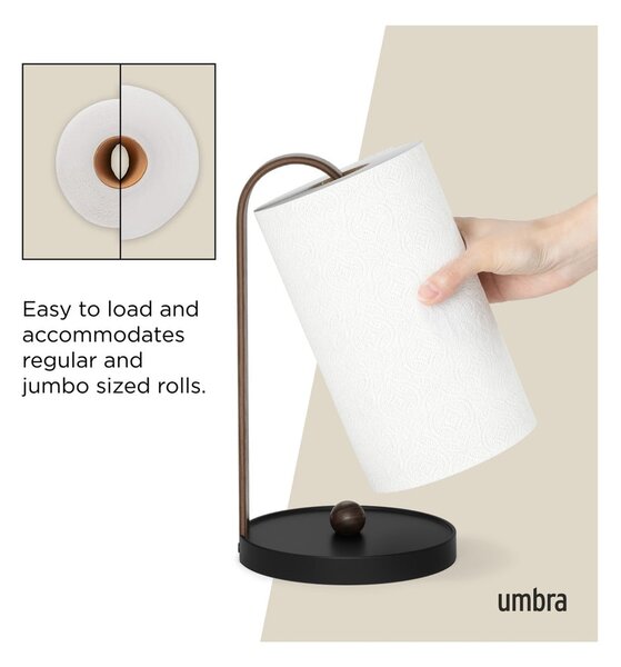 Čierny drevený stojan na papierové utierky ø 17 cm Bellwood – Umbra
