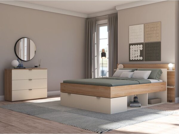 Komoda v dekore duba v krémovo-prírodnej farbe 100x80x40 cm Dennis – Marckeric
