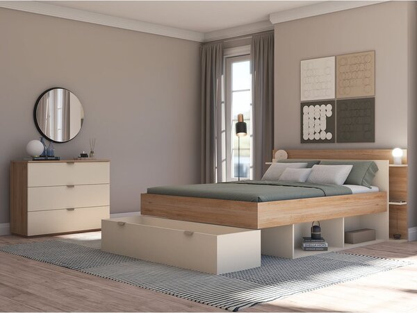 Komoda v dekore duba v krémovo-prírodnej farbe 100x80x40 cm Dennis – Marckeric