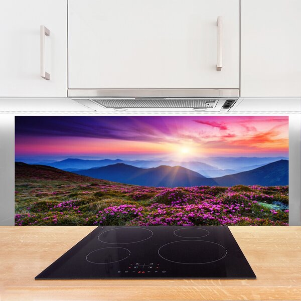 Nástenný panel  Hora lúka kvety príroda 125x50 cm