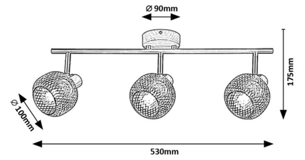 Rabalux 3129 prisadené stropné bodové svietidlo Grendel 3x40W | E14 - drevo, čierna