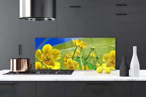 Nástenný panel  Lúka kvety dúha príroda 125x50 cm
