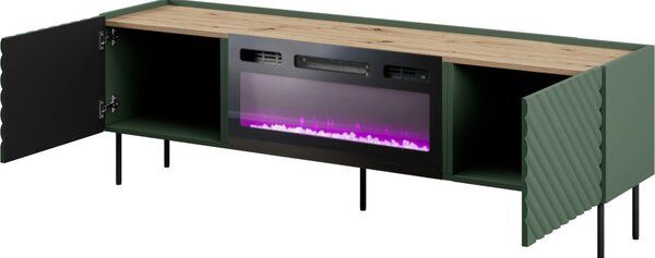 MEBLINE Komoda RTV z kominkiem INDA EF labrador / dub artisan