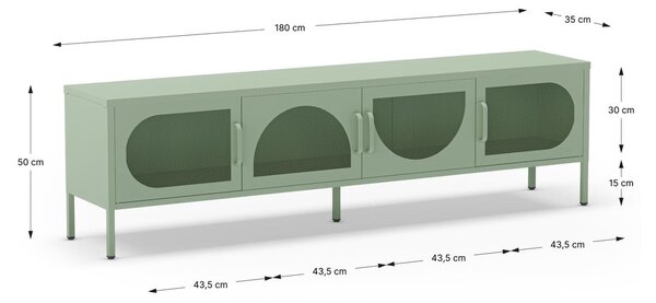 TV stolík v mentolovej farbe 180x50 cm Tayra – Marckeric