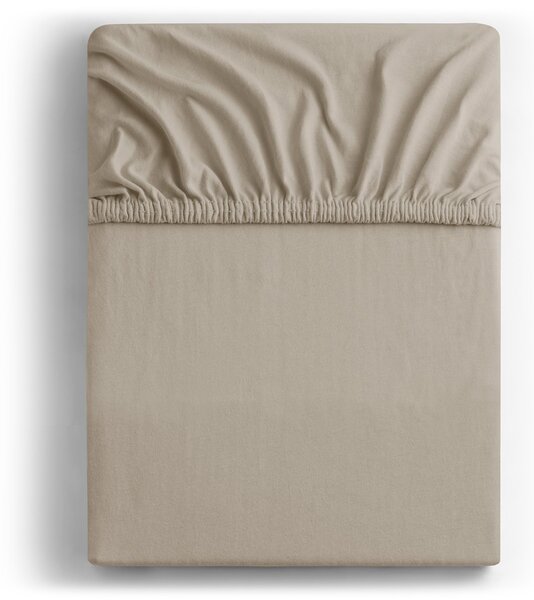 Bavlnené jersey prestieradlo s gumou DecoKing Amber cappuccino, veľkosť 180-200x200+30