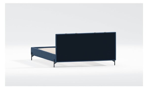 Tmavomodrá čalúnená dvojlôžková posteľ s roštom 140x200 cm Tulsa – Ropez