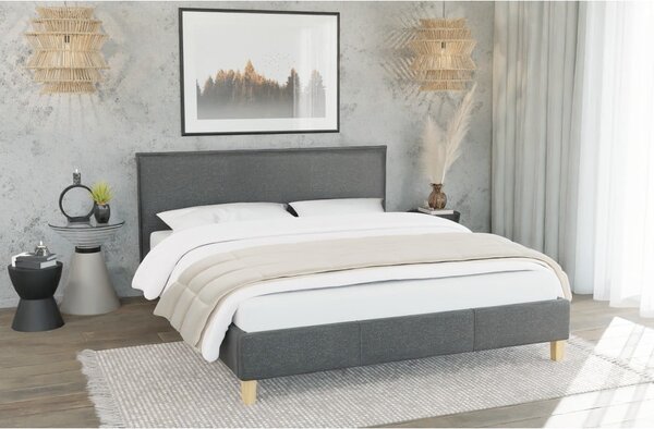 Tmavosivá čalúnená dvojlôžková posteľ s roštom 140x200 cm Tina – Ropez