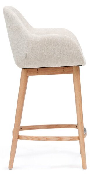 Béžová čalúnená barová stolička s podrúčkami (výška sedadla 66 cm) Konna – Kave Home
