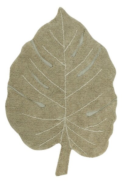 Kaki prateľný ručne tkaný bavlnený detský koberec 120x180 cm Monstera Olive – Lorena Canals