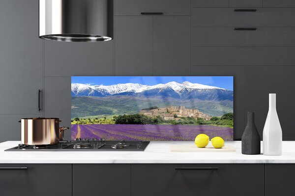 Nástenný panel  Lúka kvety hory príroda 125x50 cm