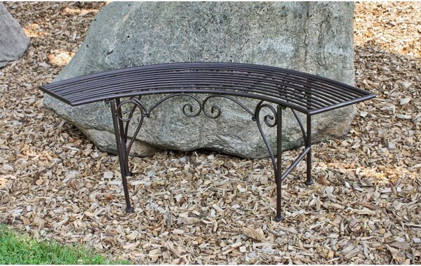 Čierno-tmavohnedá kovová záhradná lavica Fuego – Garden Pleasure