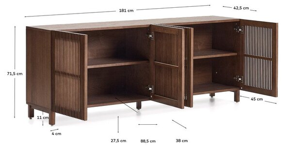 Tmavohnedá komoda v dekore orecha 181x71,5x42,5 cm Beyla – Kave Home
