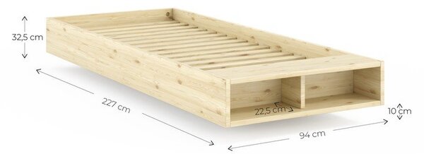 Jednolôžková posteľ z borovicového dreva bez čela s roštom 90x200 cm v prírodnej farbe Merge – Karup