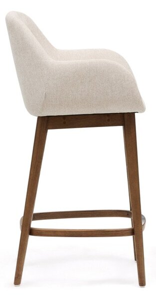 Béžová čalúnená barová stolička s podrúčkami (výška sedadla 66 cm) Konna – Kave Home