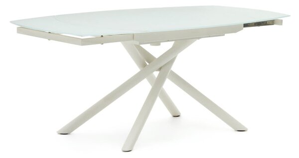 Biely rozkladací jedálenský stôl so sklenenou doskou 100x130 cm Yodalia – Kave Home