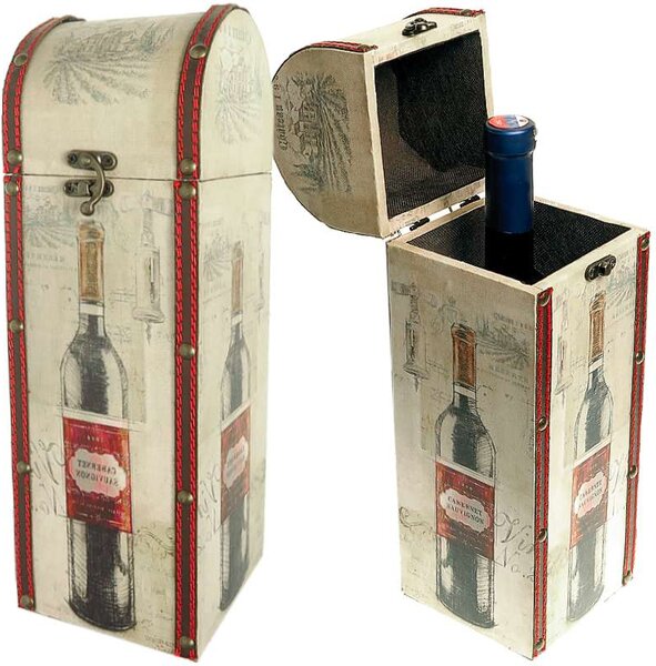 Drevená truhlica na víno Cabernet Sauvignon (Darček pre muža vinára, truhlica na fľaše predaj)