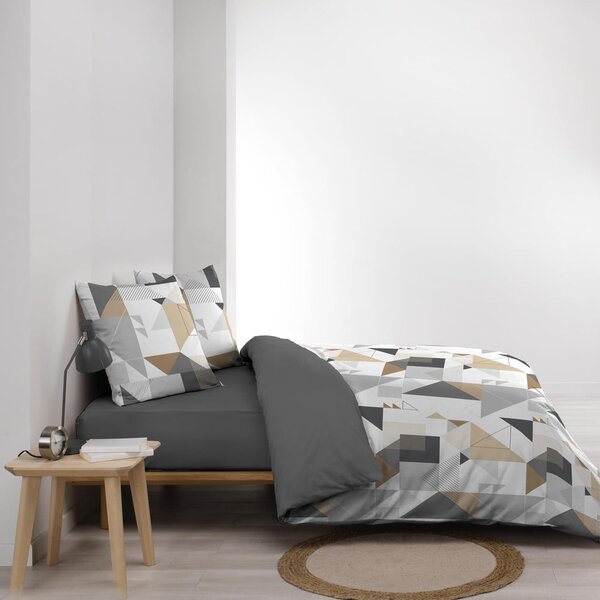 Bielo-sivé obliečky na jednolôžko z mikrovlákna 140x200 cm Trigone – douceur d'intérieur