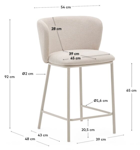 Béžová barová stolička (výška sedadla 65 cm) Ciselia – Kave Home