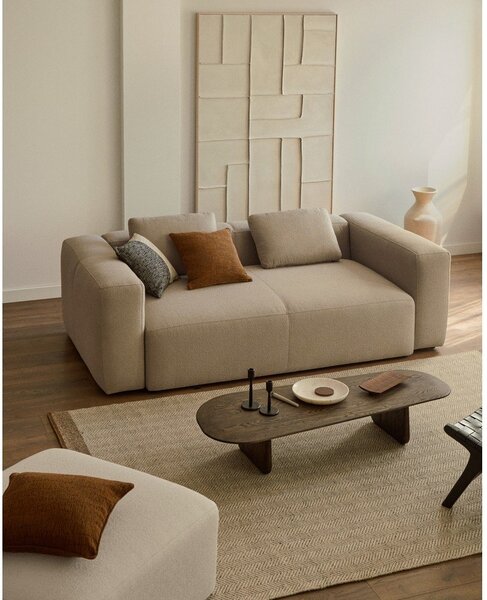 Tmavohnedý konferenčný stolík z dubového dreva 64x146 cm Pirita – Kave Home
