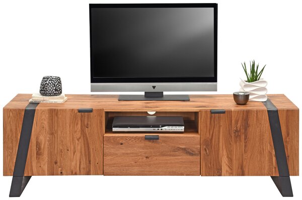 SKRINKA POD TV, divoký dub, čierna, farba duba, 172,8/52/47 cm Landscape - TV nábytok