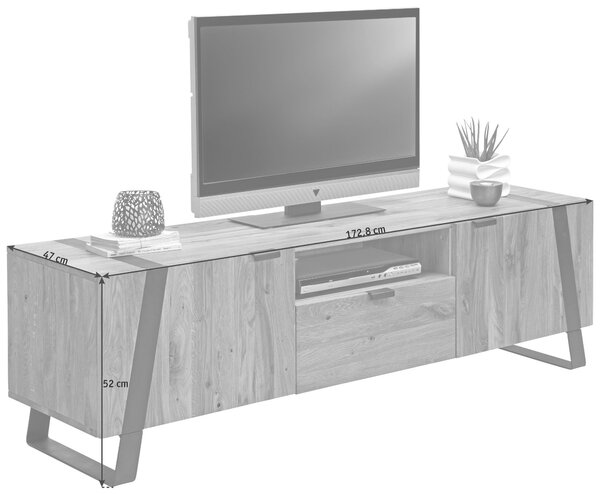 SKRINKA POD TV, divoký dub, čierna, farba duba, 172,8/52/47 cm Landscape - TV nábytok