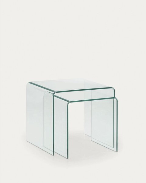 Sklenené konferenčné stolíky v súprave 2 ks 50x50 cm Burano – Kave Home