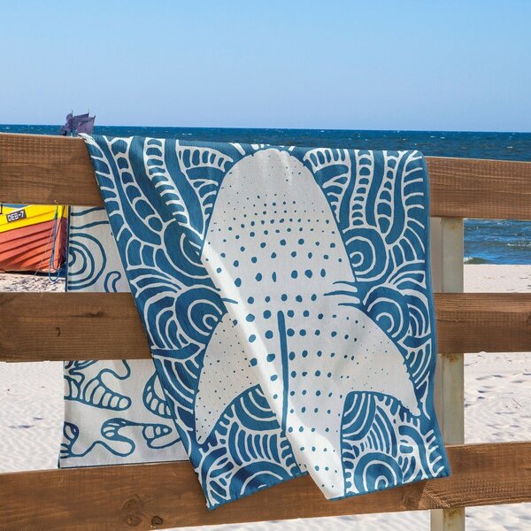Modrá plážová osuška 90x180 cm Shark - DecoKing