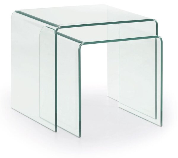 Sklenené konferenčné stolíky v súprave 2 ks 50x50 cm Burano – Kave Home
