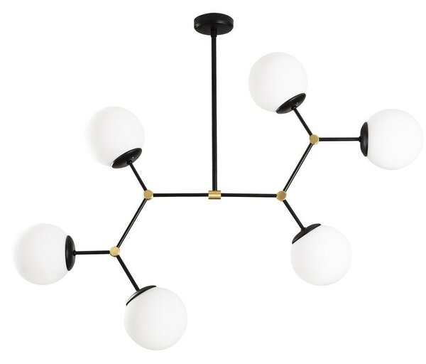 Čierno-biele závesné svietidlo so skleneným tienidlom Damar – Opviq lights
