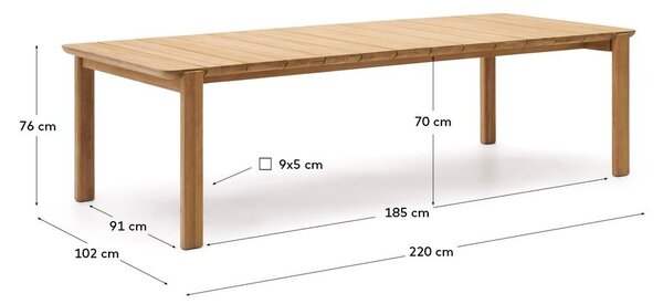 Záhradný jedálenský stôl z tíkového dreva 102x220 cm Icaro – Kave Home