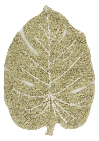 Kaki prateľný ručne tkaný bavlnený detský koberec 75x100 cm Mini Monstera Olive – Lorena Canals