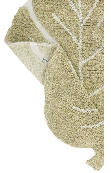 Kaki prateľný ručne tkaný bavlnený detský koberec 75x100 cm Mini Monstera Olive – Lorena Canals