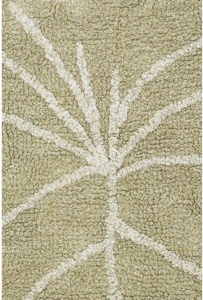 Kaki prateľný ručne tkaný bavlnený detský koberec 75x100 cm Mini Monstera Olive – Lorena Canals
