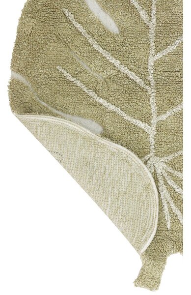 Kaki prateľný ručne tkaný bavlnený detský koberec 75x100 cm Mini Monstera Olive – Lorena Canals