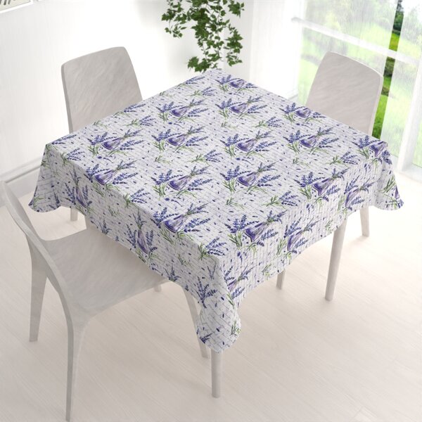 Biante Dekoračný štvorcový obrus PML-082 Vetvičky levandúľ s vázičkami 40x40 cm