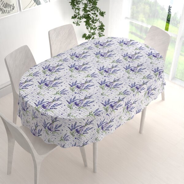 Biante Dekoračný oválny obrus PML-082 Vetvičky levandúľ s vázičkami 50x100 cm